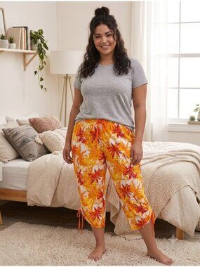 Cacique Crop Pajama Pants Orange Size 18/20 NWT Summer Vacation Resortwear Cute